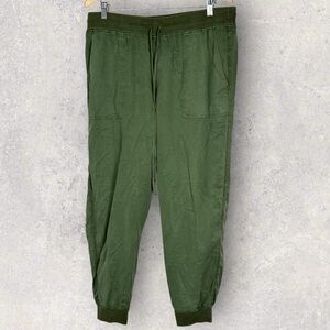 Vince Camuto 100%  Tencel Twill Ribbed Cuff Jogers Green Womens Size Large Pants